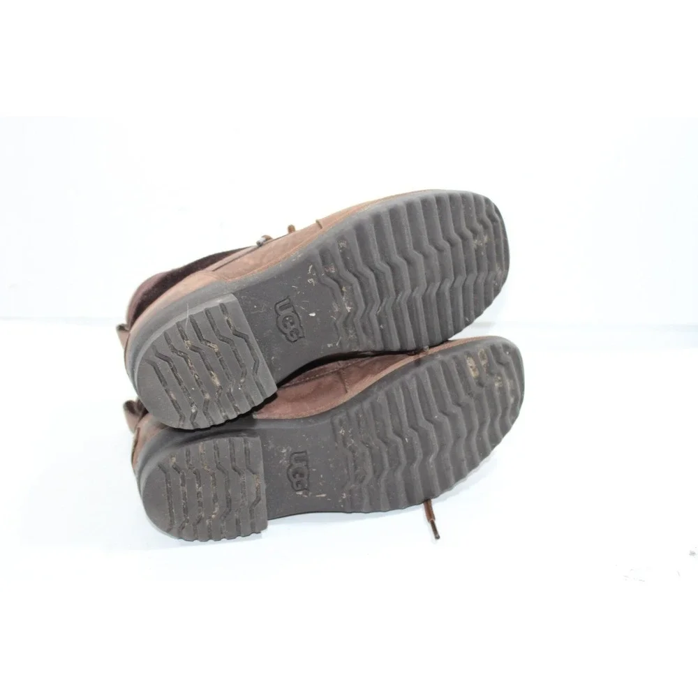 UGG Australia Heather Brown Leather Winter Ankle Boots Womens Size Us 8